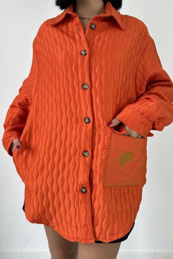 Oranj Cepli Kapitone Gömlek - Görsel 3