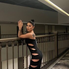 Kadın Scuba Kumaş Staplez Yanları Dekolteli Elbise