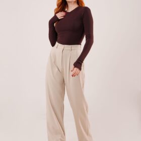 Premium Model Oturtmalı Krem Pantolon