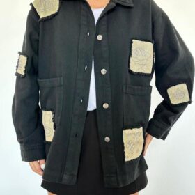 Siyah Gabardin Arma Detaylı Gömlek Ceket
