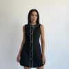CHANEL KUMAŞ KISA ÖNDEN DÜĞMELİ ELBİSE - Siyah - Görsel 2