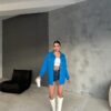 ARKASI NAKIŞLI GÖMLEK - Mavi