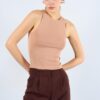 Halter Yaka Ribana Atlet - Süt Kahve