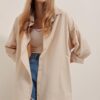 3900 Oversize Uzun Basic Gömlek - Krem