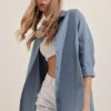 3900 Oversize Uzun Basic Gömlek - İndigo - Görsel 3