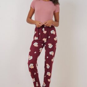 4323 Desenli Pijama Altı - Bordo