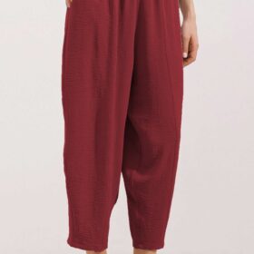 6591 Dokuma Şalvar Pantolon - Bordo