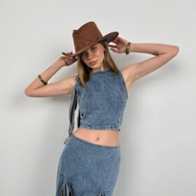 Fırfır Detay Denim Bluz