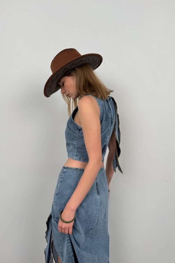 Fırfır Detay Denim Bluz - Görsel 3