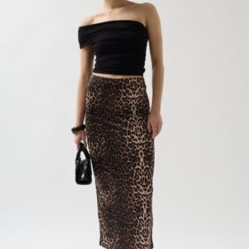 Leopar Desen Midi Etek