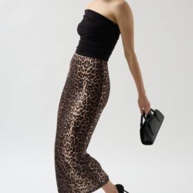 Leopar Desen Midi Etek