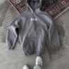 Uzun Kol Kapşonlu Göğüs Baskılı SweatShirt - Gri - Görsel 2