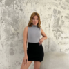 Kolsuz Yarım Bağazlı Badi Bluz - Gri - Görsel 2