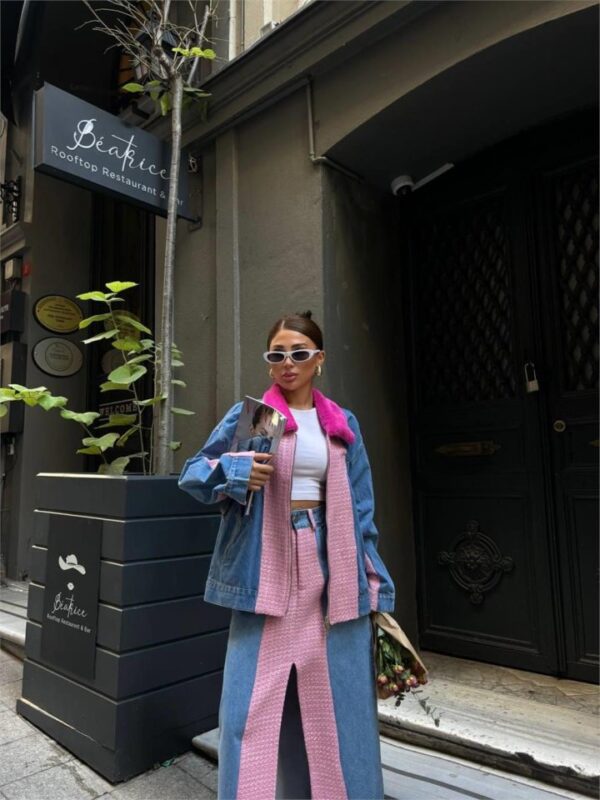 CHANEL GARNİLİ KOT MONT - Fuşya - Görsel 3