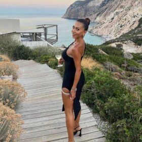 Kadın Dalgıç Krep Kumaş Taş Ve Yırtmaç Detaylı Elbise