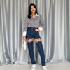 Mavi Askılı İki Parça Jeans Pantolon