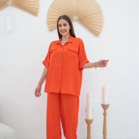 Oranj Gömlek Ve Pantolon Takım