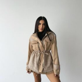 CHANEL -TRENCH  GARNİLİ KAPİŞONLU BELDEN BÜZGÜLÜ MONT - Bej