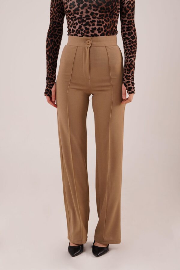 Ön Dikiş Detaylı Tek Düğme Camel Pantolon - Görsel 2