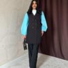 Siyah Mavi Garnili Ceket Elbise - Görsel 2